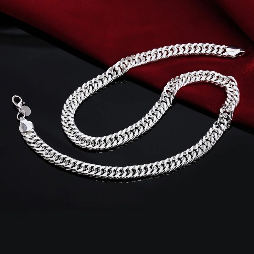 Beautiful Cuban Link 20 Inch Stamped as .925 Sterling Silver Chain 10mm Wide - Picture 6 of 7